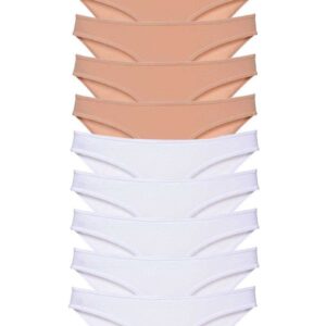 10 adet Süper Eko Set Likralı Kadın Slip Külot Ten Beyaz