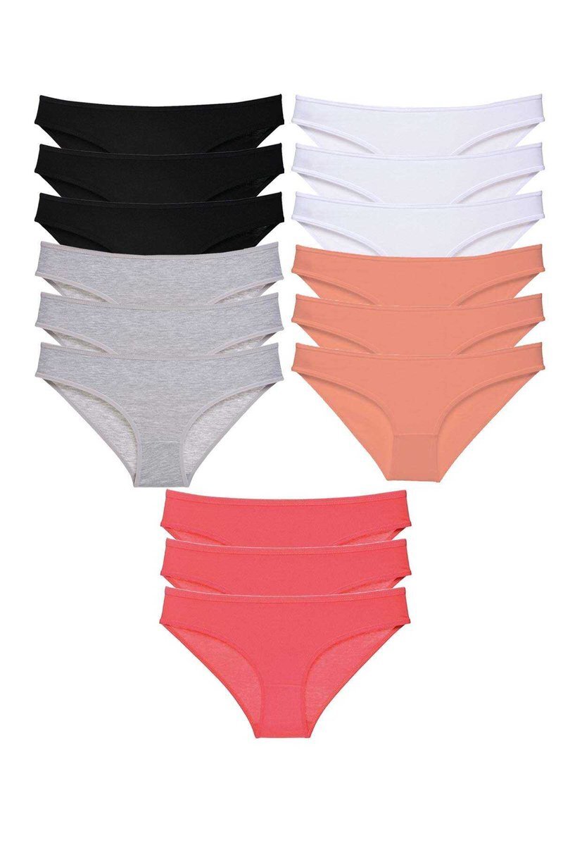 60e32964676aa-1541 15 adet Süper Eko Set Likralı Kadın Slip Külot Siyah Ten Gri Beyaz Fuşya - Görsel 1