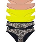 6 Adet Likralı Kadın Slip Külot Leopar Ten Sarı