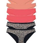 6 Adet Likralı Kadın Slip Külot Leopar Pudra Fuşya