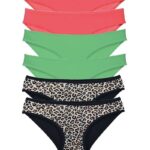 6 Adet Likralı Kadın Slip Külot Leopar Fuşya Yeşil