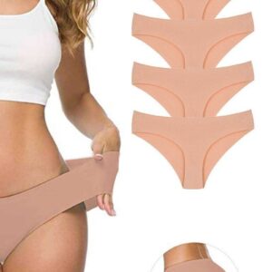 4 Adet Kadın Dikişsiz Lazer Kesim Esnek İz yapmayan Külot Ten mudanis