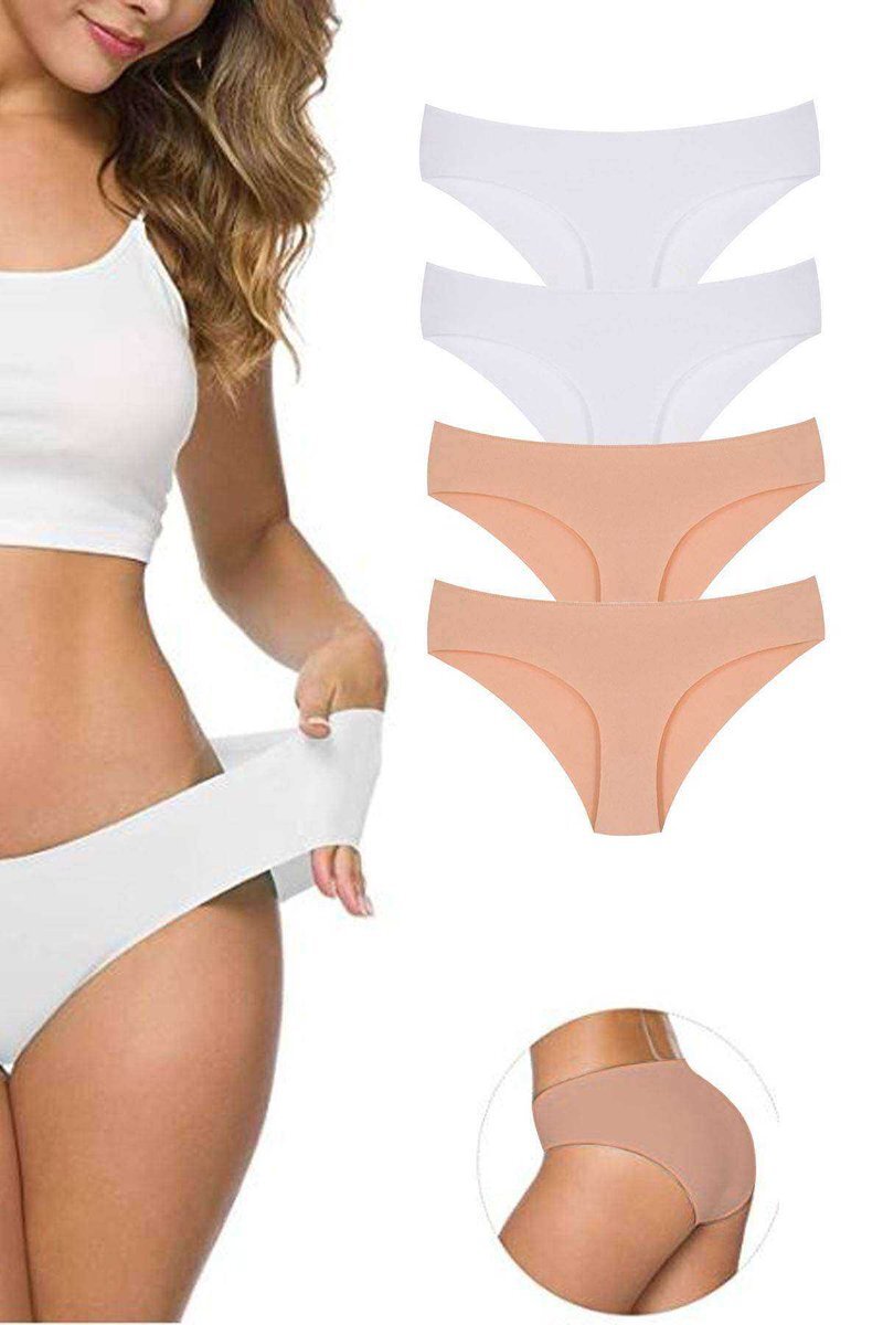 618fa4e715369-5136 4 Adet Kadın Dikişsiz Lazer Kesim Esnek İz yapmayan Külot S3 - Görsel 1
