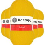 5 Adet Kristal Çift Katlı El Örgü Lif İpi Koyu Sarı K320 mudanis