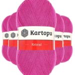 5 Adet Kristal Çift Katlı El Örgü Lif İpi Fuşya K440 kartopu mudanis