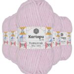 5 Adet Yumurcak Kadife El Örgü İpi Toz Pembe K1562 mudanis