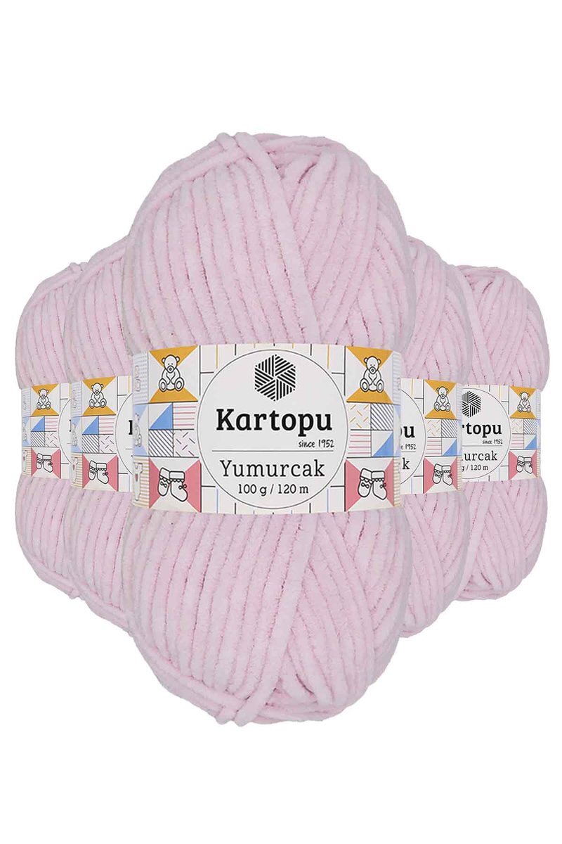 61c5d437d4799-8127 5 Adet Yumurcak Kadife El Örgü İpi Toz Pembe K1562 mudanis - Görsel 1