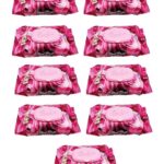 9 Paket Red Rose Islak Havlu Mendil 90 Adet Kapaklı Gül Kokulu