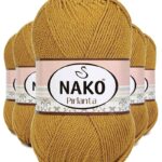 5 Adet Pırlanta Amigurumi El Örgü İpi Yünü Altın 6706