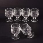 Ayaklı Kahve Yanı Bardağı Kristal Kesim Shot Bardak 7cm x 4 cm 6 Lı Set