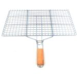 Ahşap Saplı Mangal Izgarası Galvanizli Paslanmaz Kafes Demir 25 x 40 cm mudanis