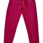 Parlak Kadife Cepli Pantolon Eşofman Pijama Altı Unisex Lastikli Paça Bordo