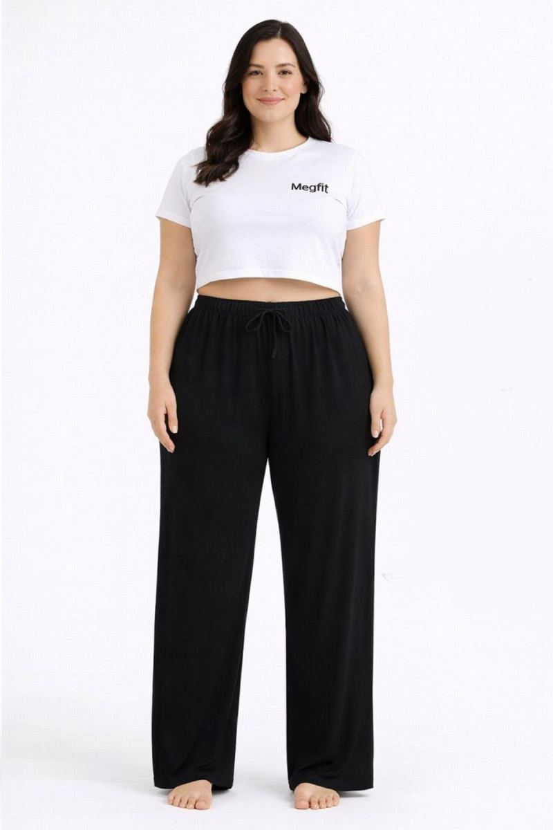 img-76ab9aad_mdn-new24387-b-1-26hfnoov Viskon Pamuklu Kadın Büyük Beden Siyah Pijama Pantolon - MGB002 - Mudanis - Görsel 1